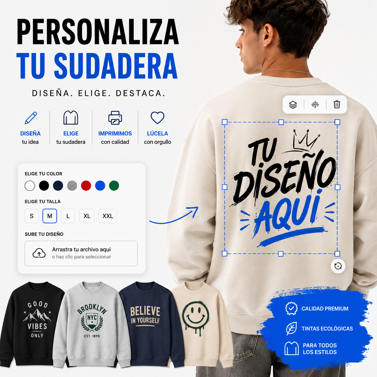 Sudadera sin capucha personalizada